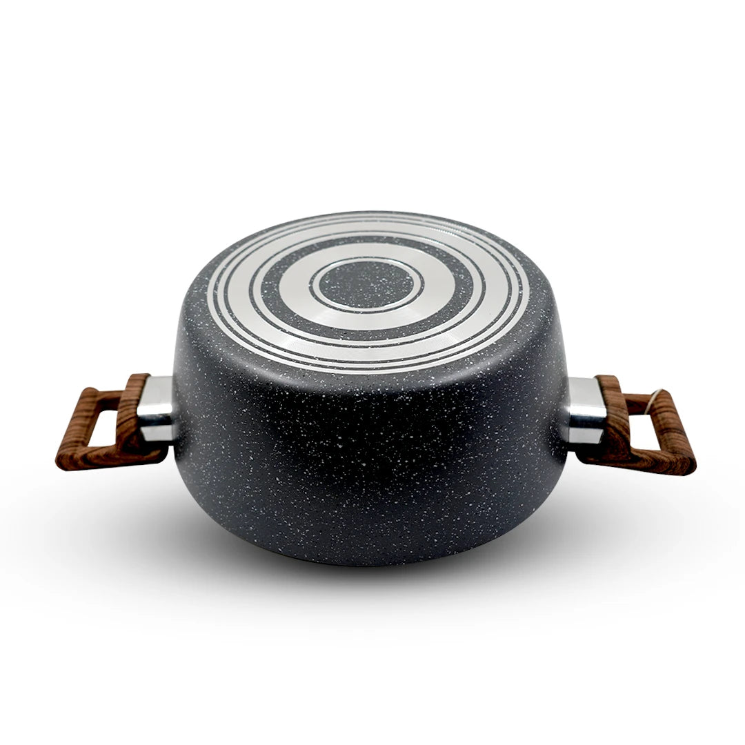 STONEWAVE GRANITE STYLE COOKWARE WITH GLASS LID – DARK GREY