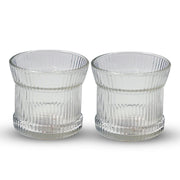 CLEAR GLASS CUP WITH VERTICAL RIBBED DESIGN - 2PCS SET