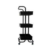 THREE LAYER TROLLEY WITH HANDLE (PP) - BLACK