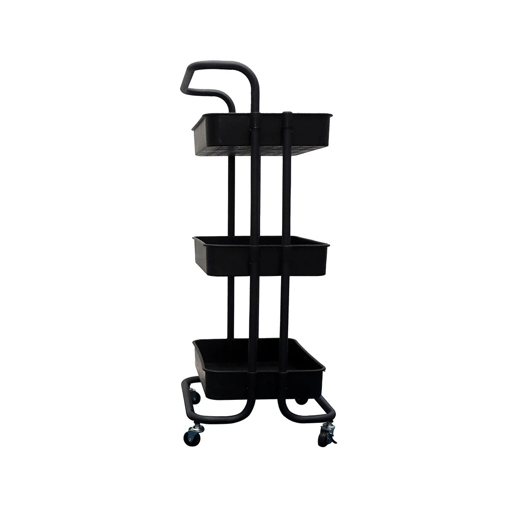 THREE LAYER TROLLEY WITH HANDLE (PP) - BLACK