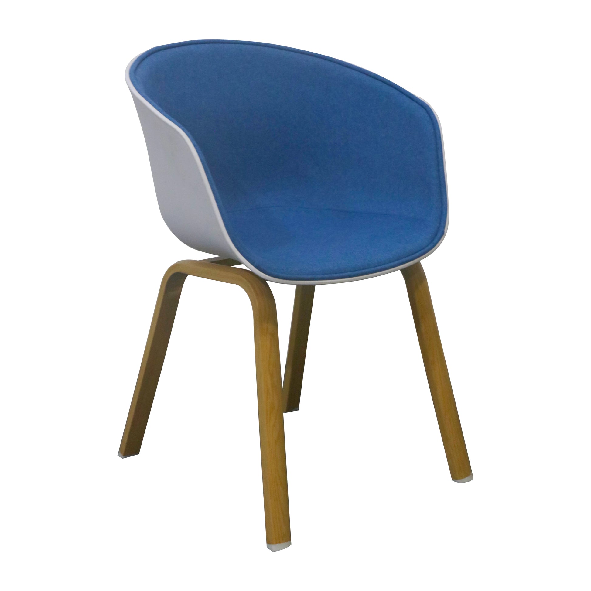 CURVED DESIGN BLUE CUSHION DINING CHAIR