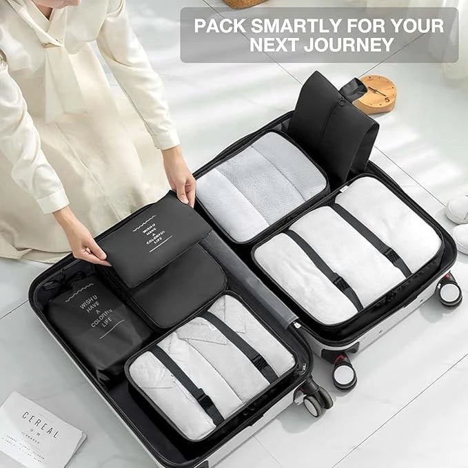 SUITCASE SERENITY 7PCS TRAVEL ORGANIZER SET - BLACK