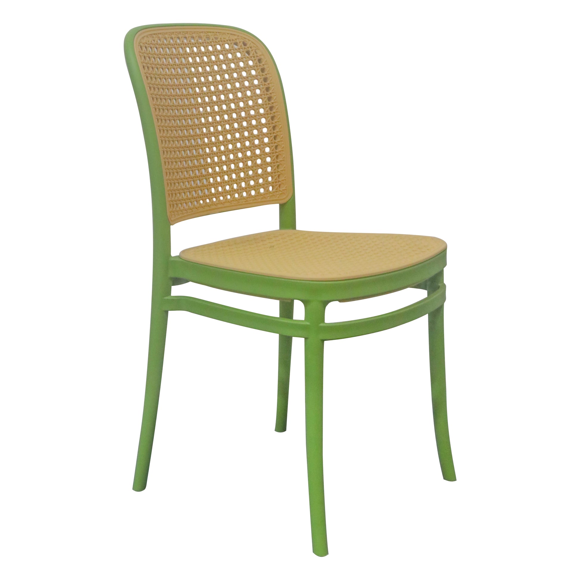 CLASSIC RATTAN STYLE PLASTIC DINING CHAIR-GREEN