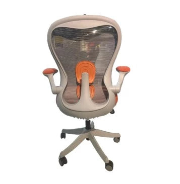 ORANGE WAVE MESH OFFICE CHAIR WITH ADJUSTABLE ARMREST