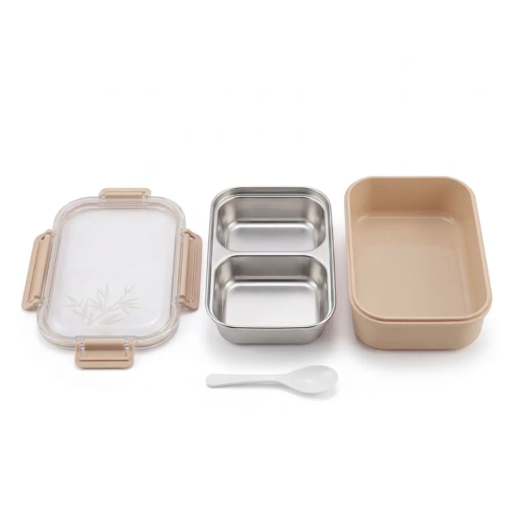 2-Compartment Stainless Steel Lunch Box