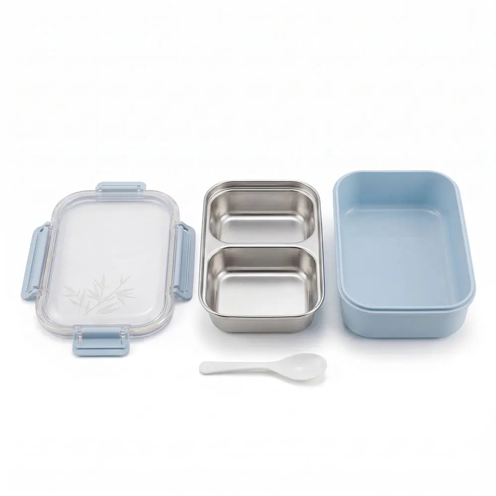 2-Compartment Stainless Steel Lunch Box