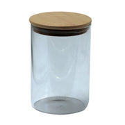 Transparent Glass Kitchen Storage Jar / Airtight Food Storage Container with Wooden Lid-Small