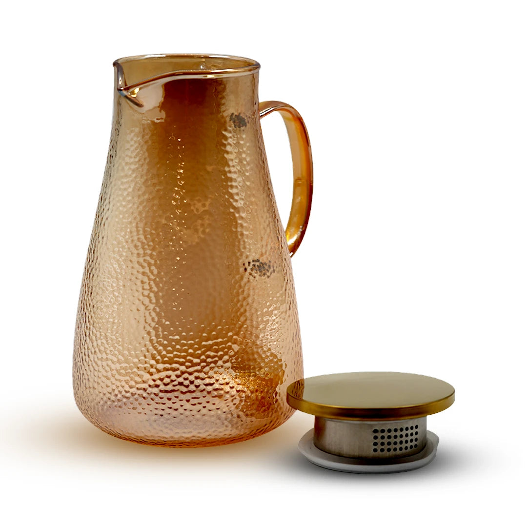 AMBER GLOW TEXTURED GLASS JAR