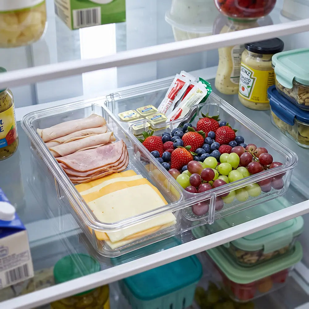 3-Compartment Refrigerator Organizer Tray