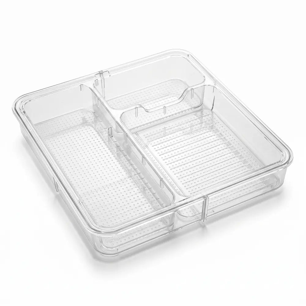 3-Compartment Refrigerator Organizer Tray