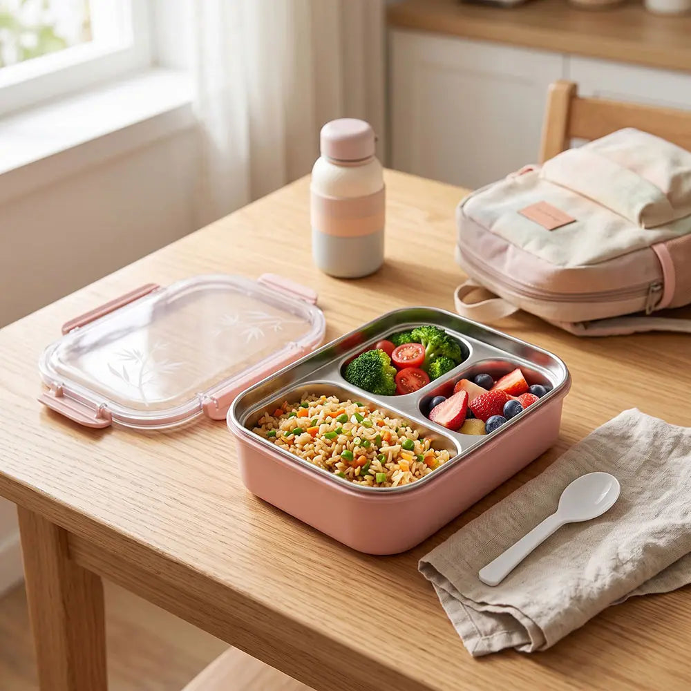 3-Compartment Stainless Steel Lunch Box