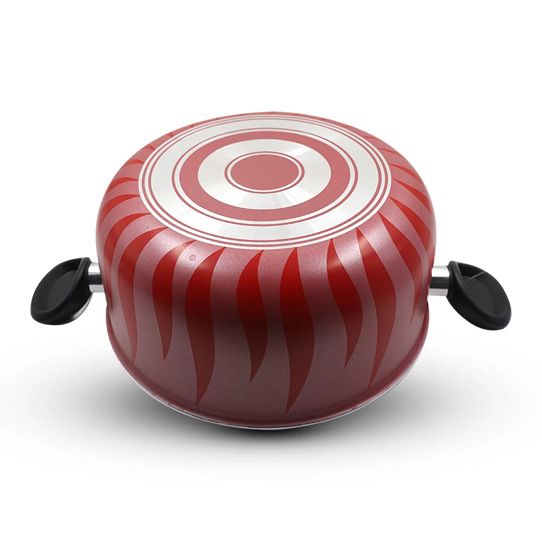 SENSTAN RED FLAME NON-STICK COOKWARE POT WITH GLASS LID-28 x 14cm