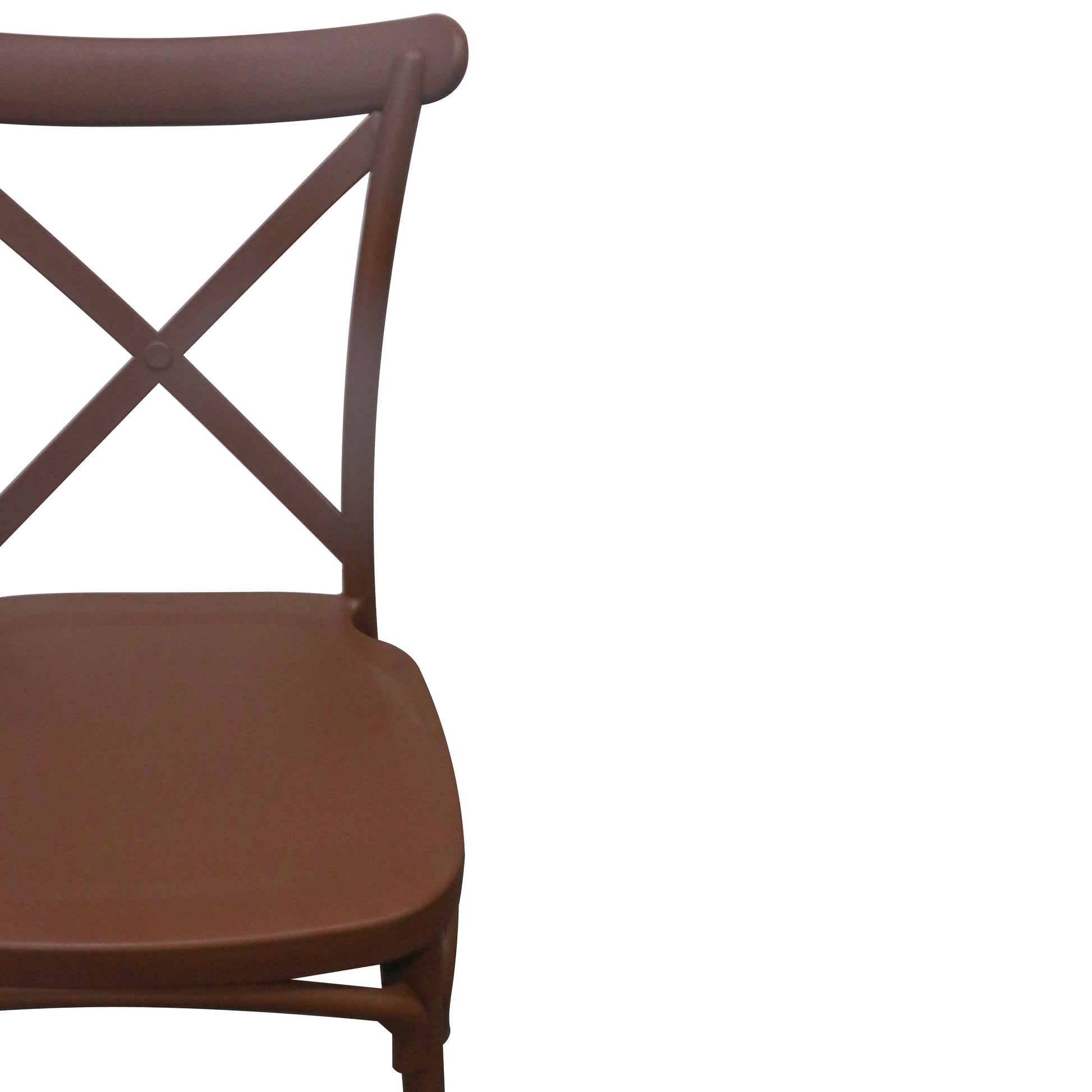 CROSS BACK PLASTIC BISTRO DINING CHAIR - BROWN