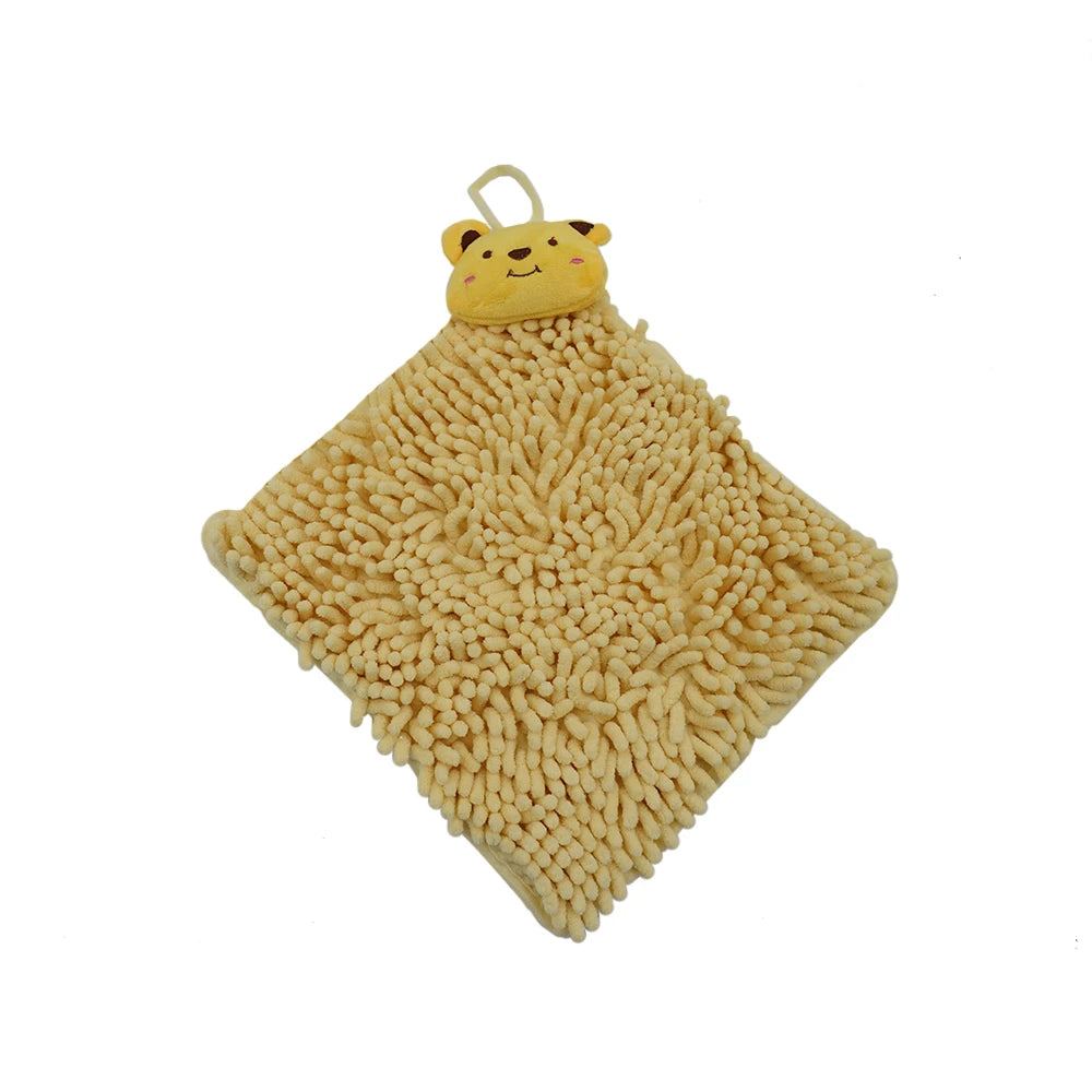 Cute Face Design Hanging Hand Towel for Kitchen & Bathroom-Yellow