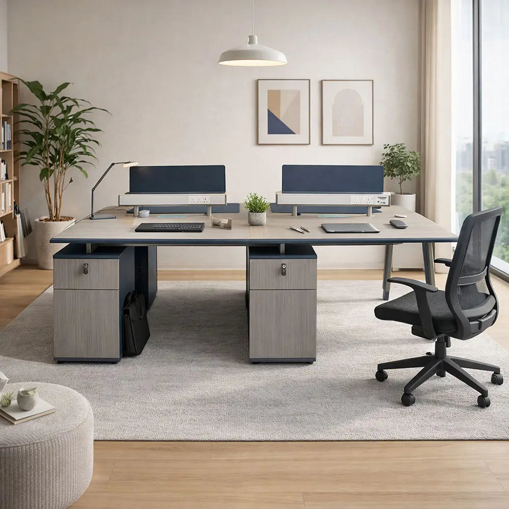 4-Person Office Partition Workstation Table