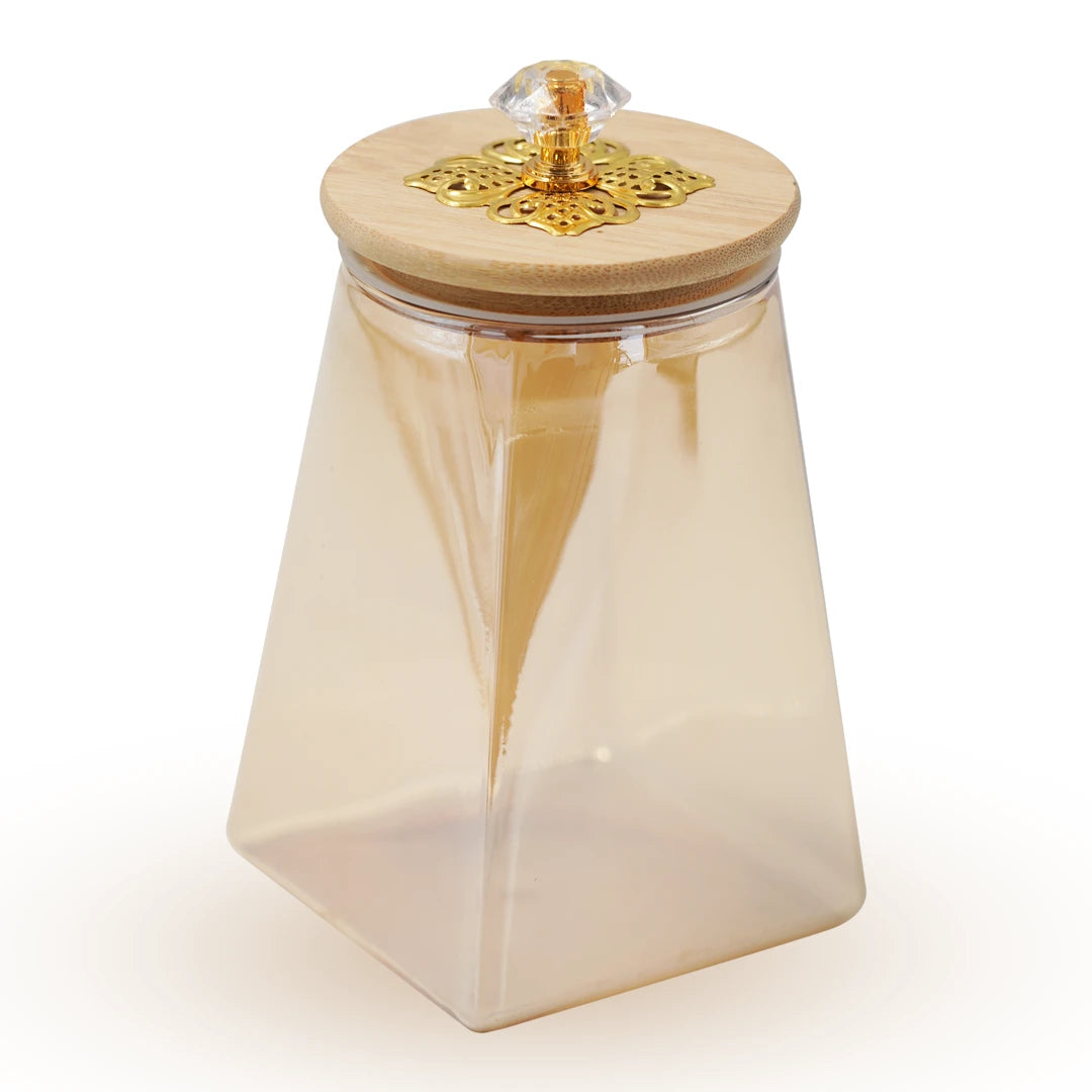 SQUARE BOTTOM GLASS JAR WITH FLORAL CRYSTAL KNOB-750ML