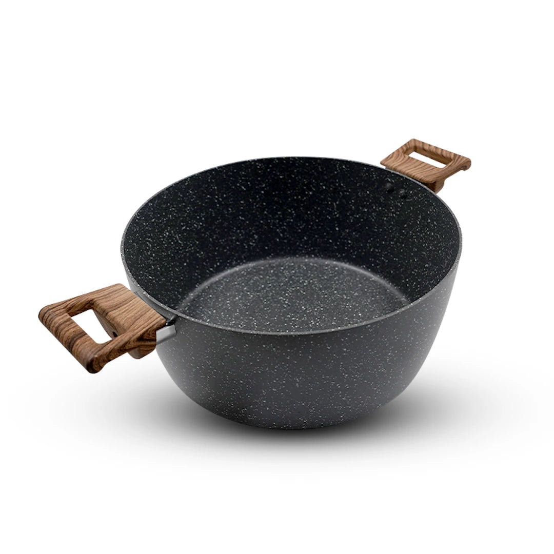 STONEWAVE GRANITE STYLE COOKWARE WITH GLASS LID – DARK GREY