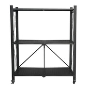 3-Layer Metal Foldable Storage Rack / 3-Tier Folding Kitchen Shelf Stand