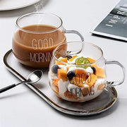 GOOD MORNING CRYSTAL CLEAR GLASS TEA CUP / MORNING GLOW CLEAR MUG