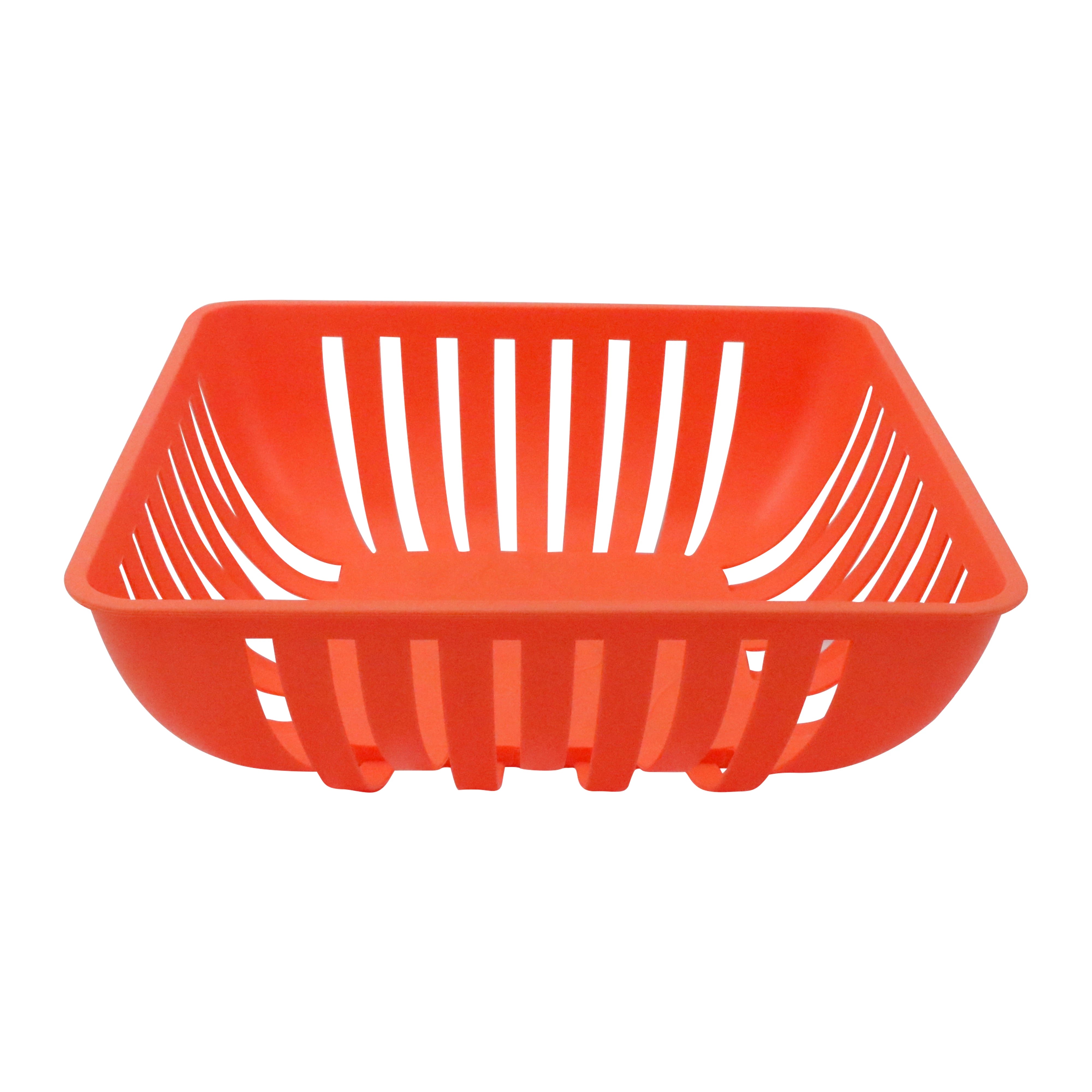 BREATHABLE PLASTIC SQUARE FRUIT STORAGE BASKET-ORANGE