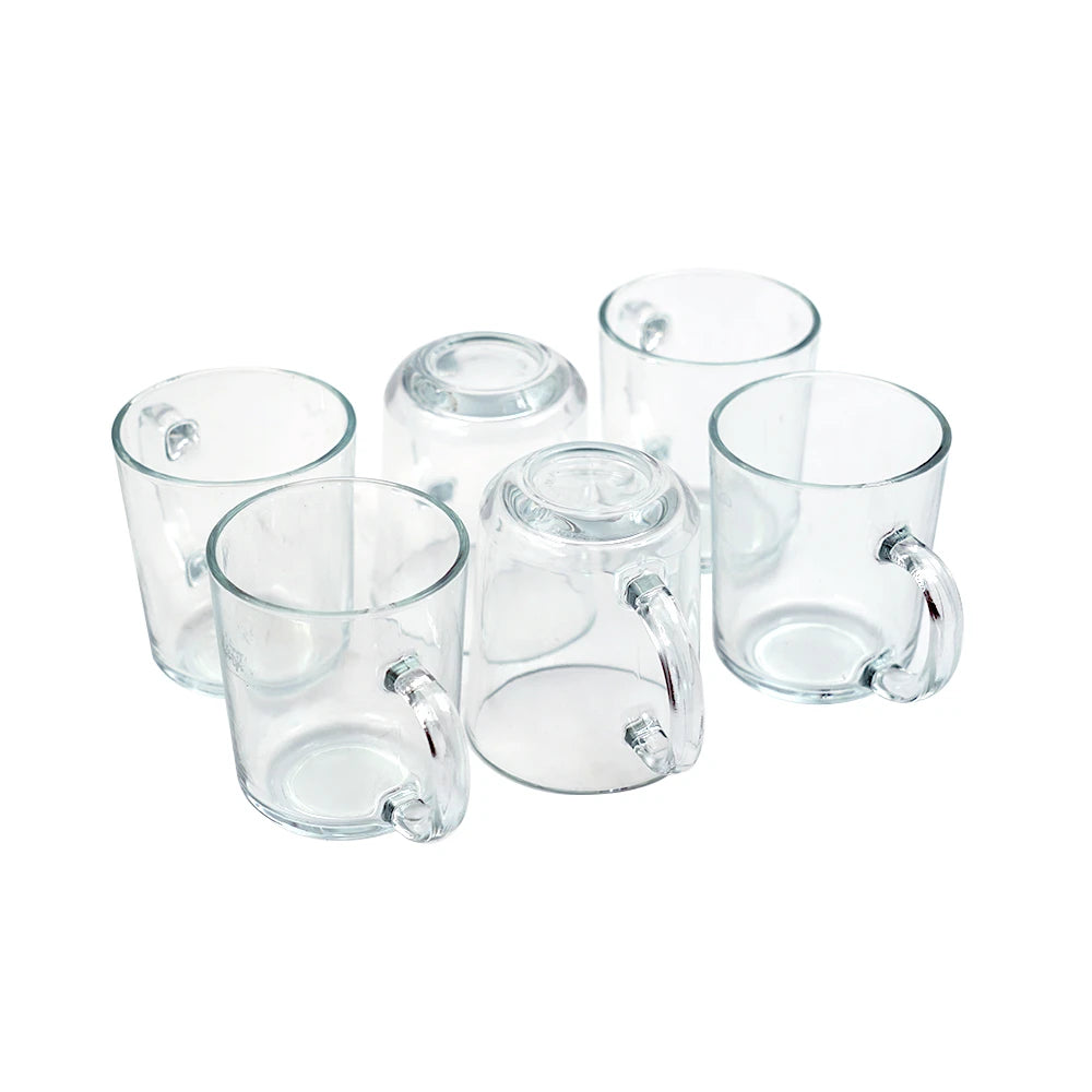 Clear Glass Tea Mug Set – 6 Piece Transparent Drinkware Collection