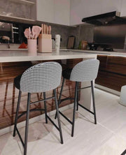 HOUNDSTOOTH FAUX LEATHER DESIGNER BAR STOOL