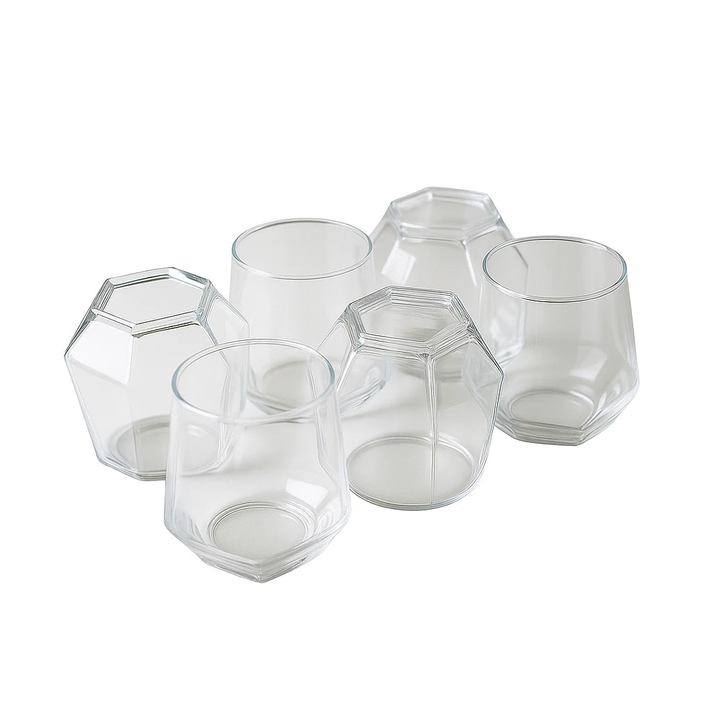 Modern Hexagonal Glass Drinkware Set