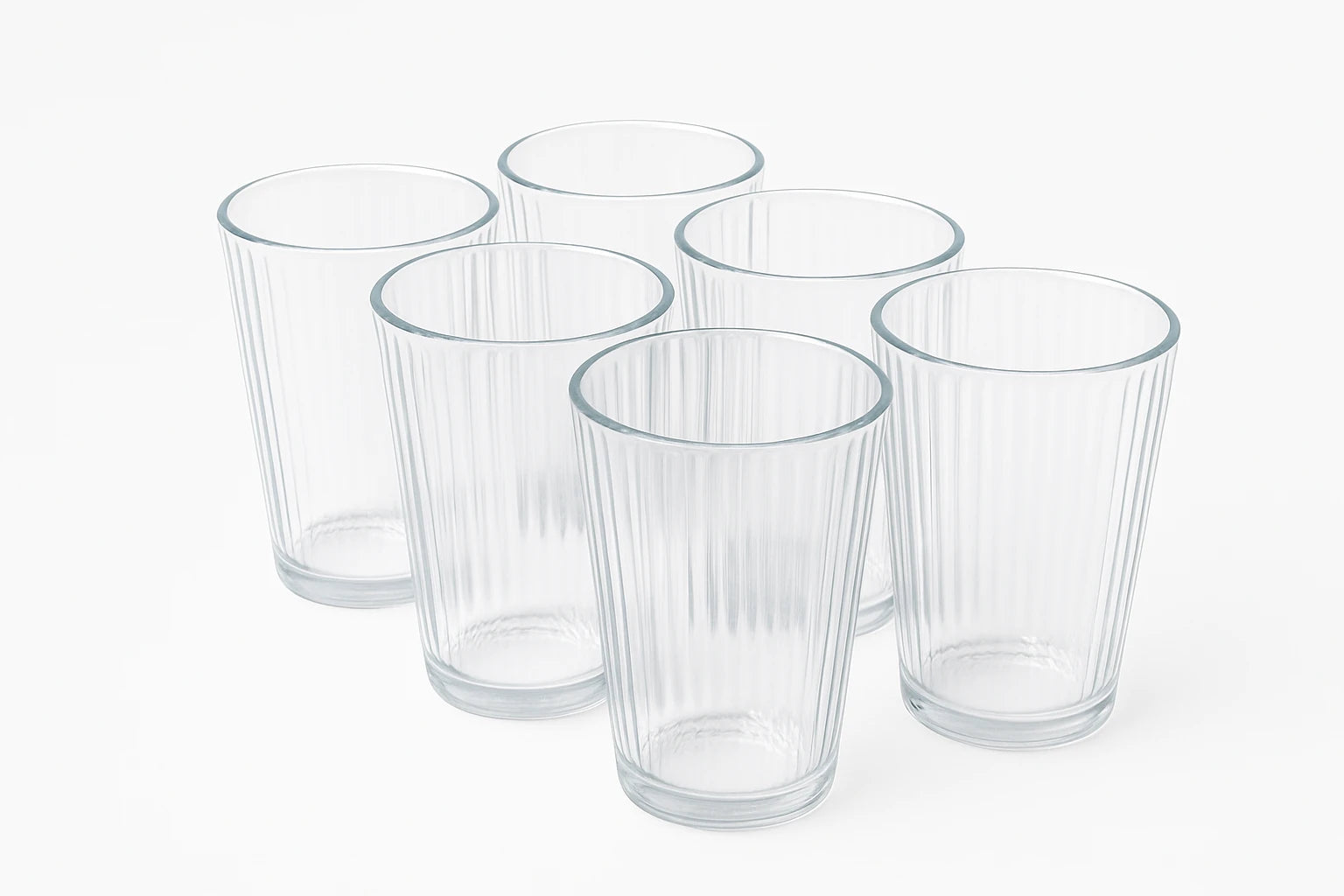 Modern Ribbed Clear Glass Set – Stylish 6 Pieces Drinkware