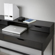 ERGONOMIC BLACK LIAM MONITOR RISER WITH TWO DRAWERS – PERFECT FOR HOME OFFICE & STORAGE