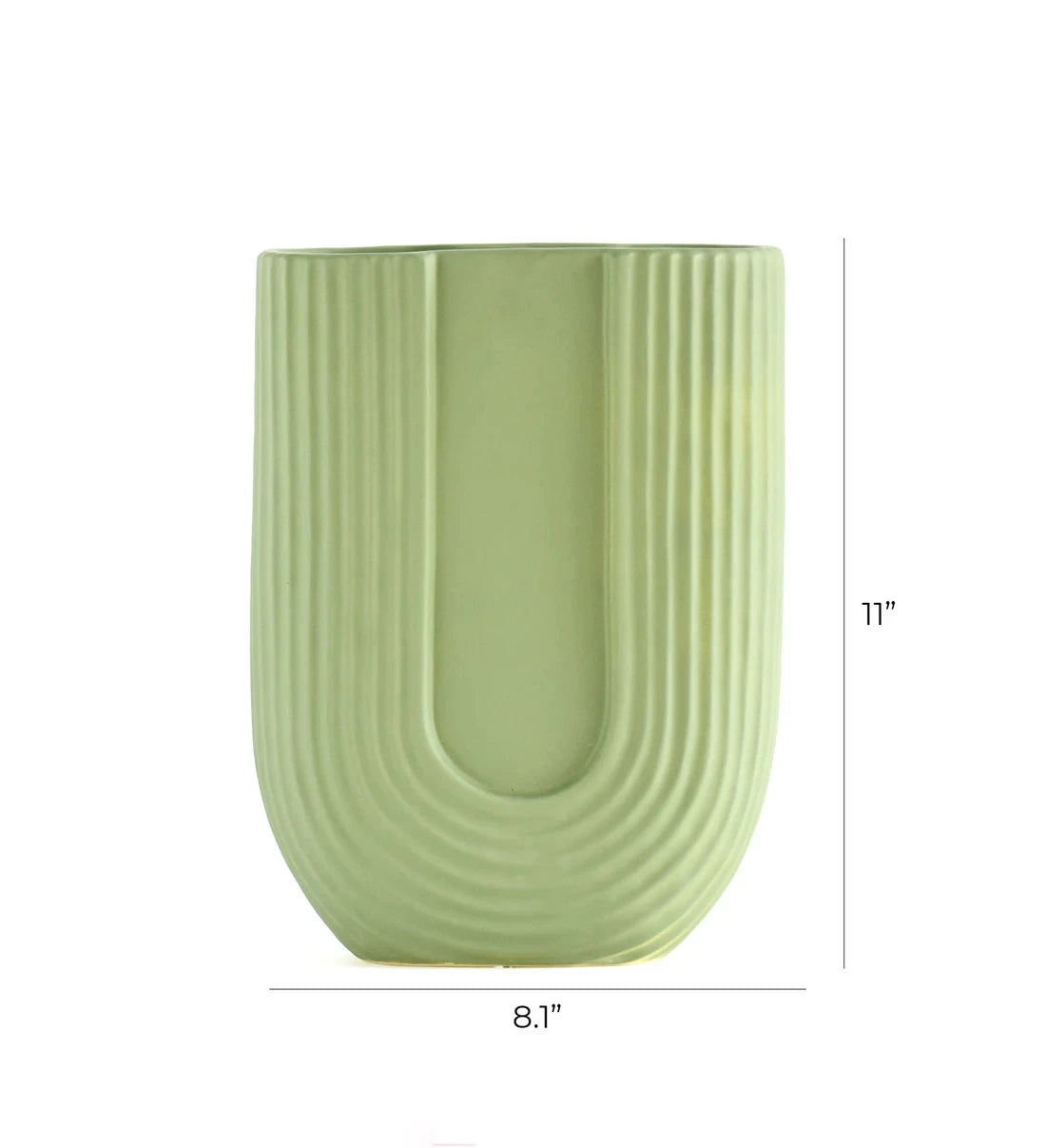LINEAR CERAMIC U-SHAPE FLOWER VASE-GREEN