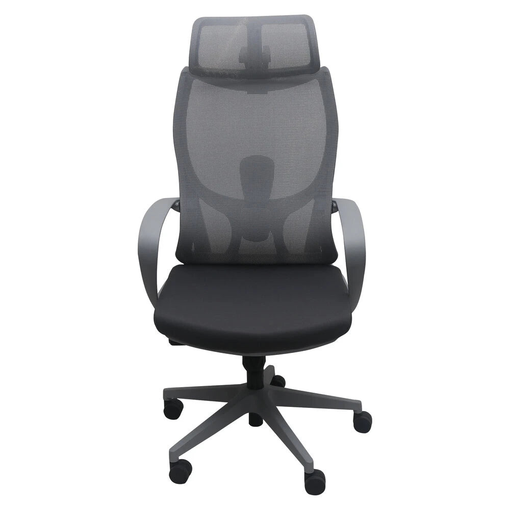 GREY HAMPTON ERGONOMIC MESH OFFICE CHAIR WITH HEAD REST