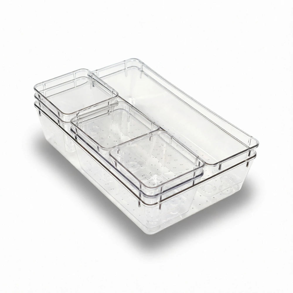 7-Piece Transparent Cabinet & Drawer Organizer Set