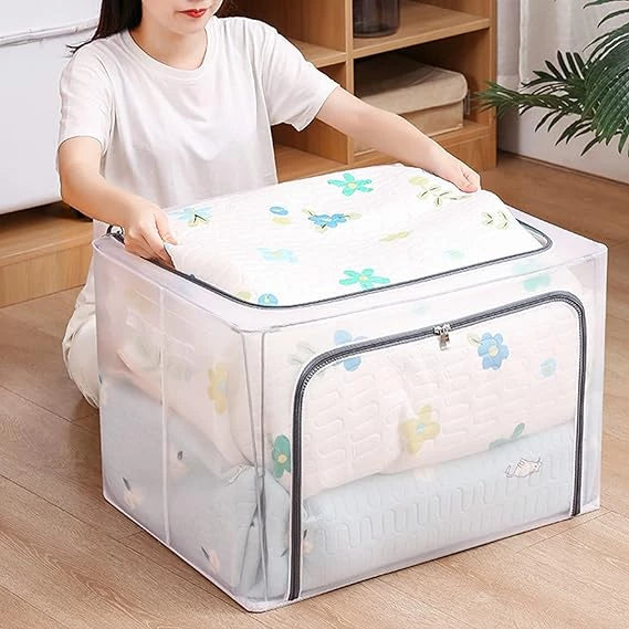 100L PVC MOONDAY GREY ZIPPED STORAGE ORGANIZER BOX