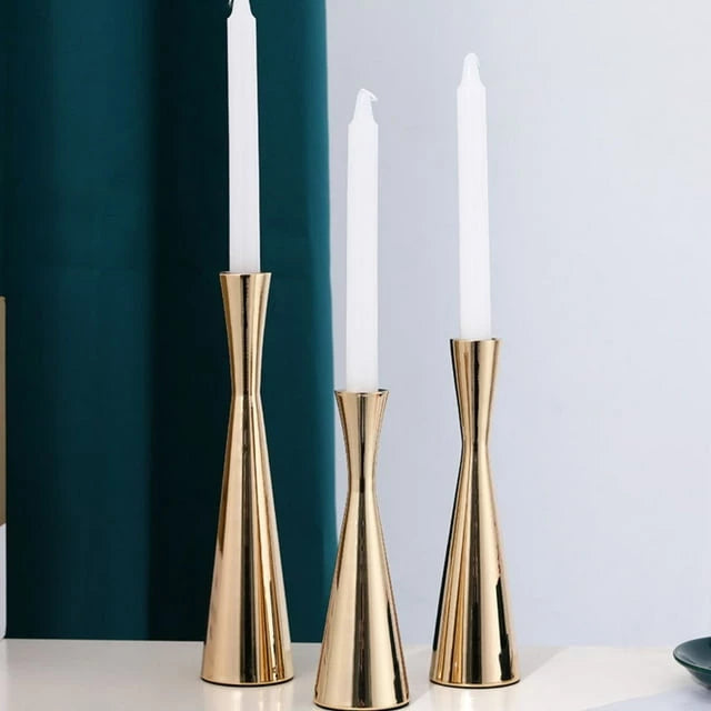 MODERN GOLD TAPER CANDLE HOLDER SET