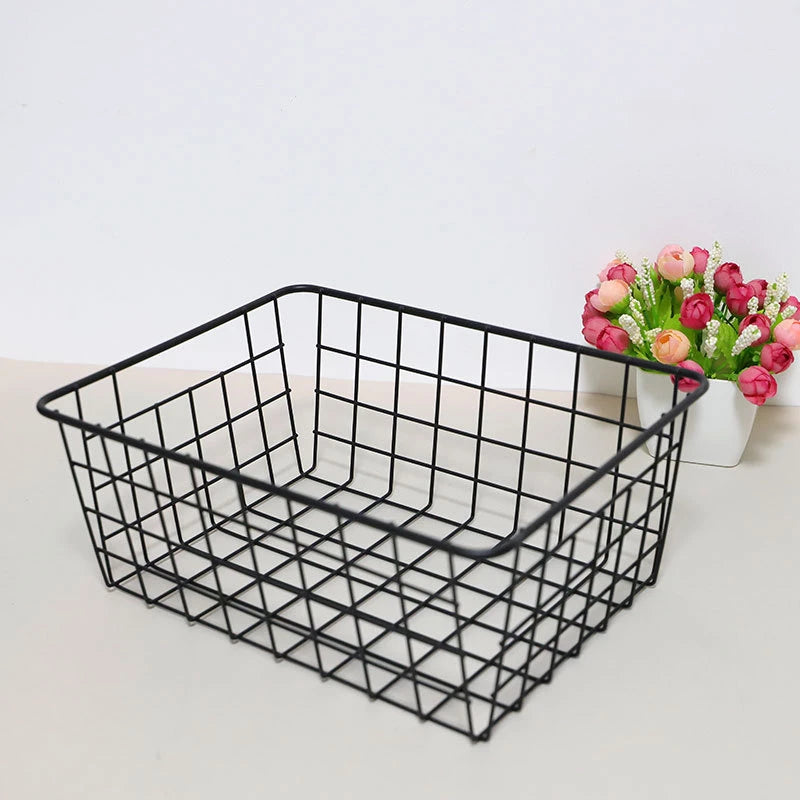 SQUARE WIRE BASKET BLACK