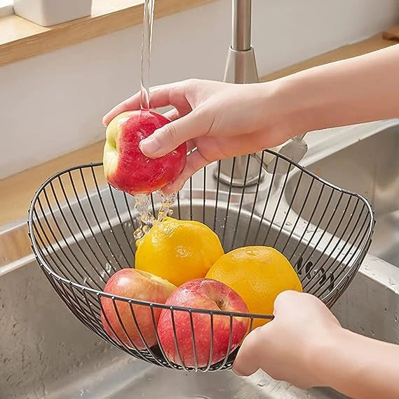 BLACK MODERN IRON STORAGE FRUIT BASKET