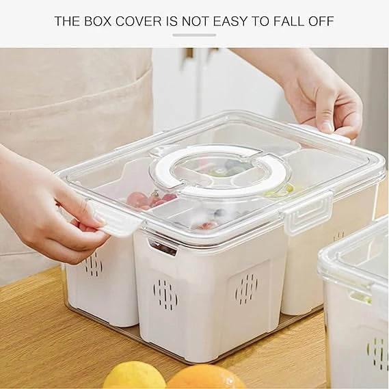 AIRTIGHT FRIDGE STORAGE CONTAINER WITH 4 REMOVABLE DRAIN BOX