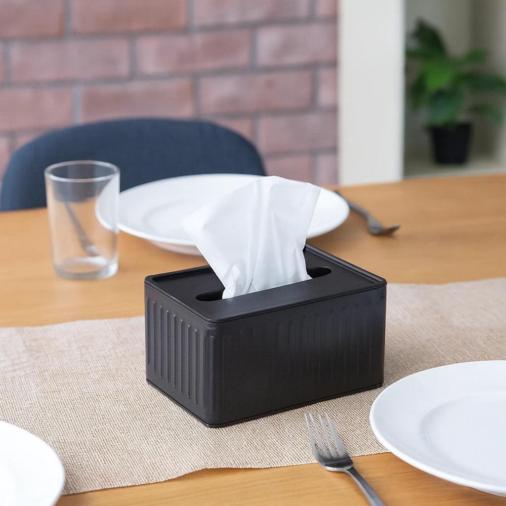 Modern Rectangular Tissue Paper Dispenser / Premium Tissue Storage Box with Lid-Black