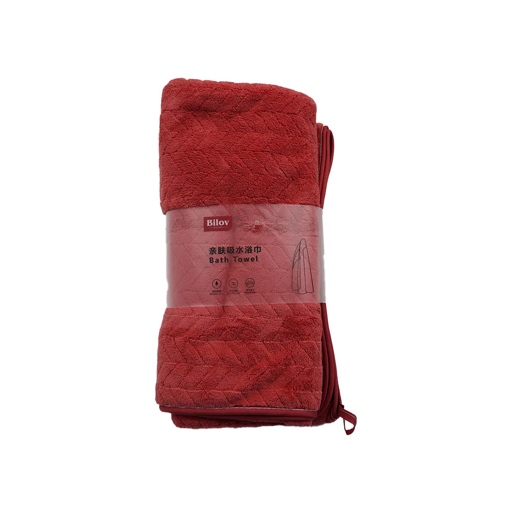Bilov Chevron Weave Soft Bath Towel-Red