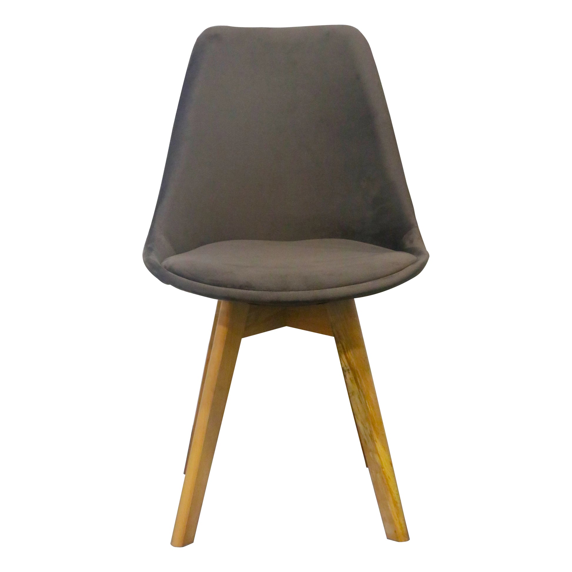 VELVET FABRIC DINING CHAIR WITH SOLID WOODEN LEG