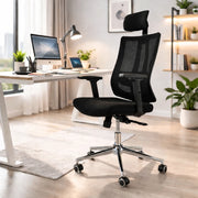 ERGONOMIC MESH EXECUTIVE OFFICE CHAIR WITH HEADREST - BLACK