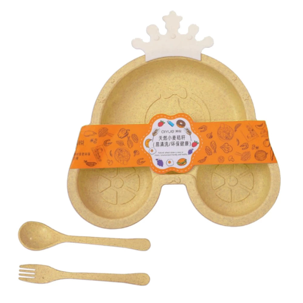 CROWN BABY FOOD FEEDING TRAY WITH SPOON AND FORK
