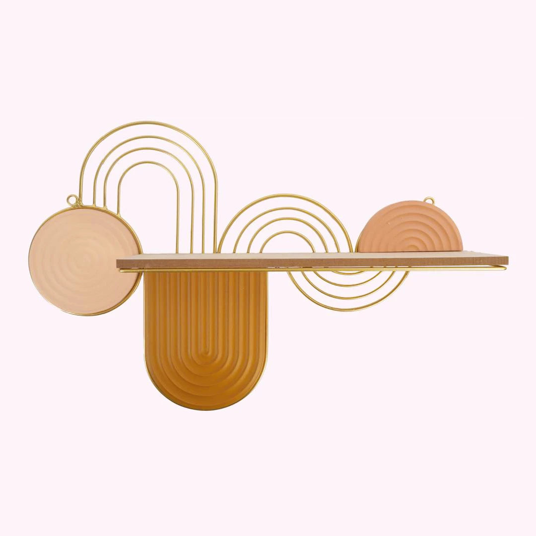HANGING WALL DECOR WITH SHELF 60460 - GLIDED CIRCLE COLLECTION
