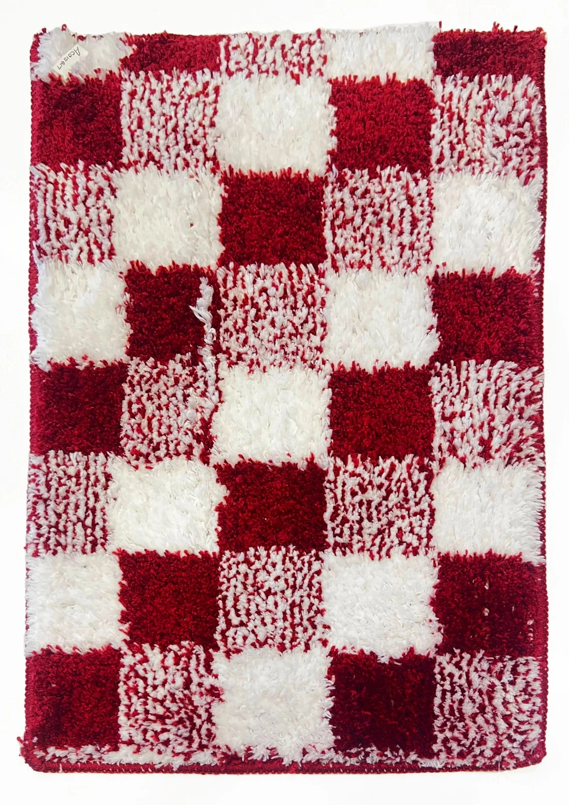 MODERN BLOCK DESIGN FLOOR CARPET - RED