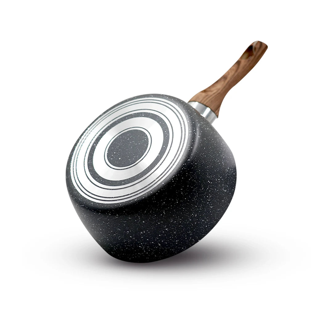 STONEWAVE NON-STICK ALUMINUM SAUCEPAN / GRANITE COOKING PAN WITH LID