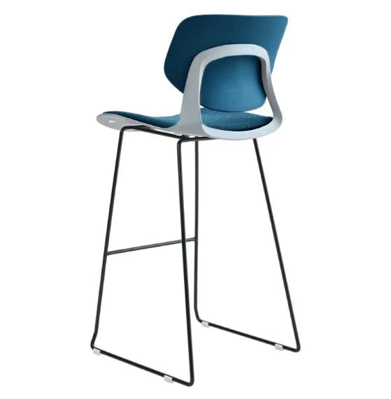 HIGH BACKREST CUSHIONED COUNTER STOOL - BLUE