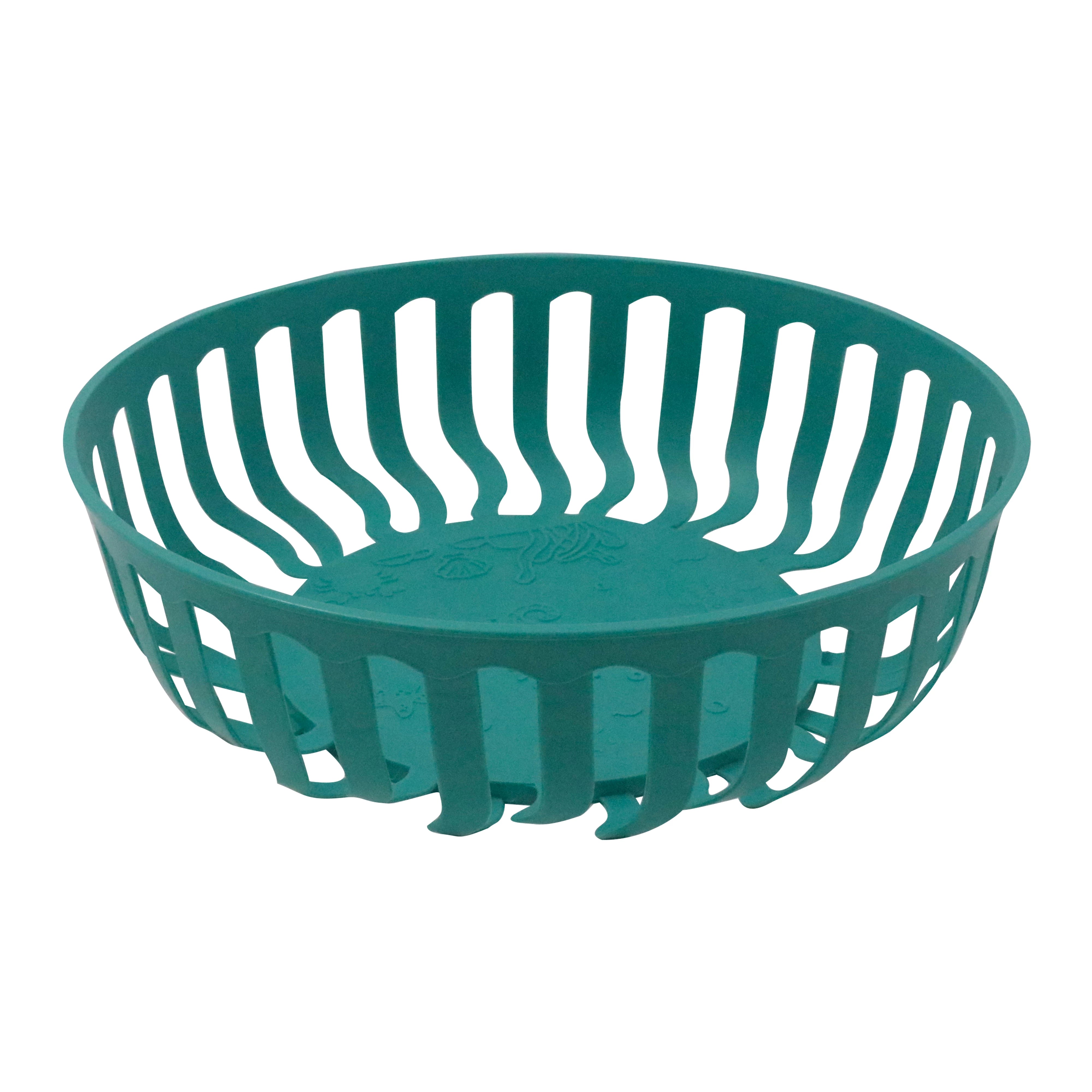 BREATHABLE PLASTIC ROUND FRUIT STORAGE BASKET-GREEN