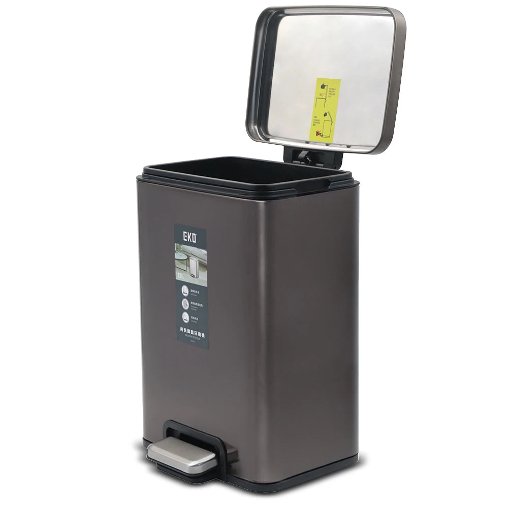 EKO Foot Pedal Waste Bin with Soft-Close Lid – 12L
