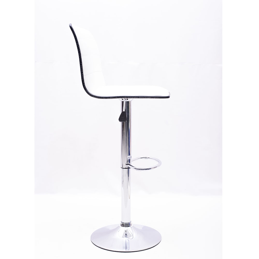 HEIGHT ADJUSTABLE WHITE CUSHIONED BAR STOOL