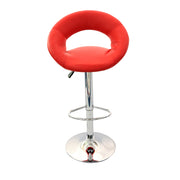 HEIGHT ADJUSTABLE RED CUSHIONED BAR STOOL